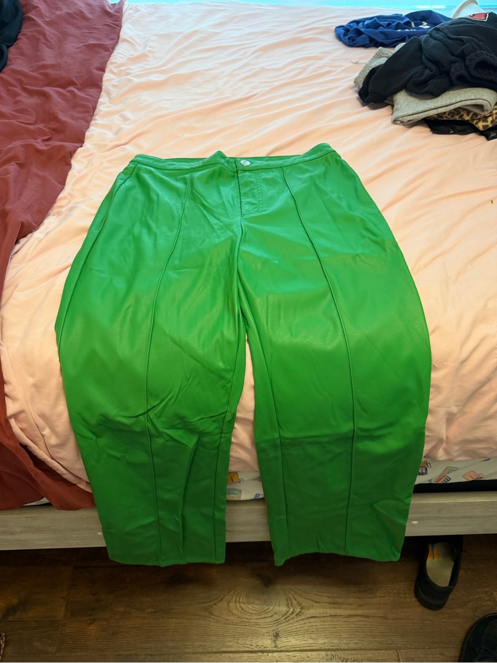 Target Bright Green Faux Leather Straight-Leg Pants